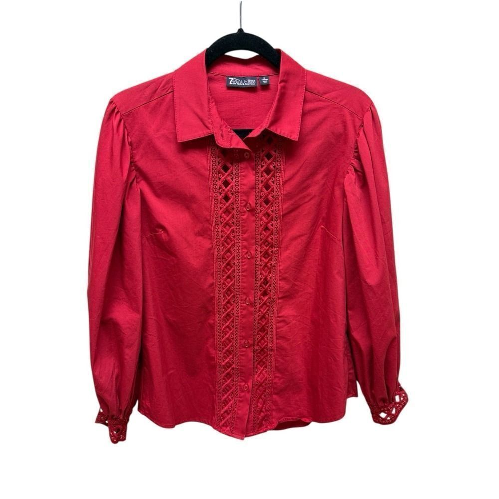 7th Avenue Design Studio New York & Company Red Long Sleeve Women's Blouse. Sz M